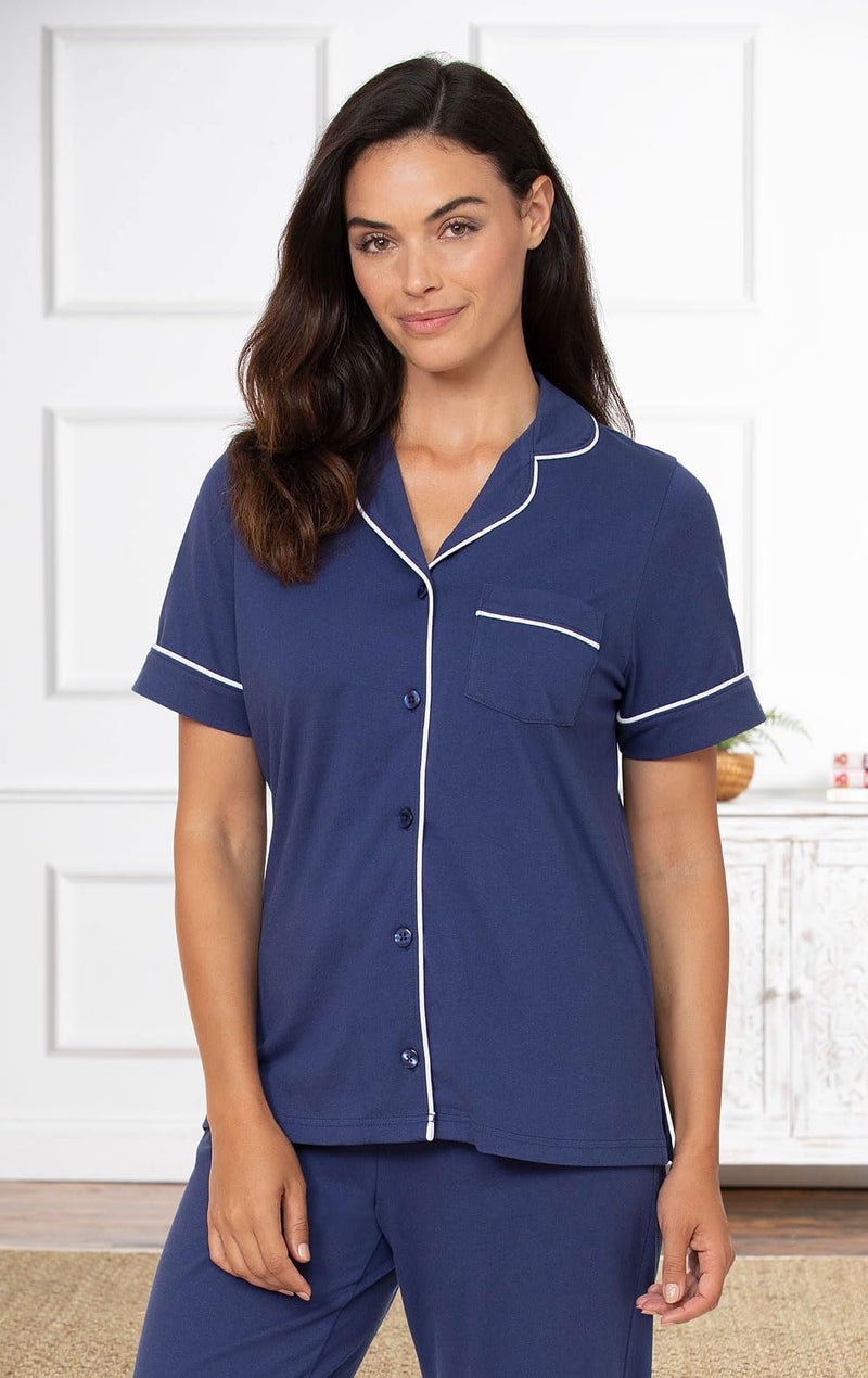 PajamaGram بيجاما غرام بيجاما ناعمة للنساء - بي جيز للنساء، أزرق داكن، MD - Image 4